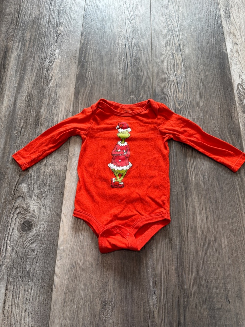 The Grinch Red Long-Sleeve Baby Bodysuit with Holiday‎ Character
